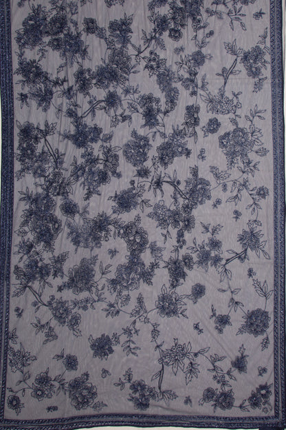 Banarasi Net Gota Patti Embroidery Jaal Blue Saree
