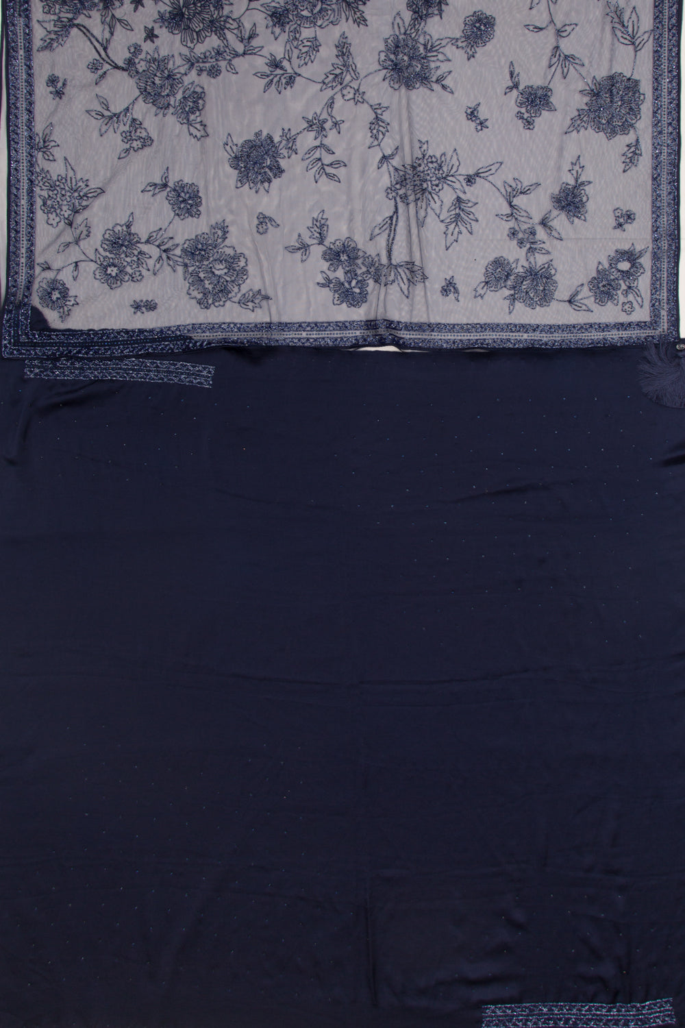 Banarasi Net Gota Patti Embroidery Jaal Blue Saree