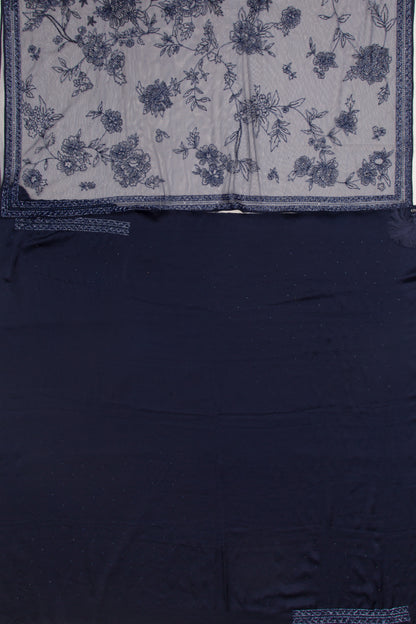Banarasi Net Gota Patti Embroidery Jaal Blue Saree
