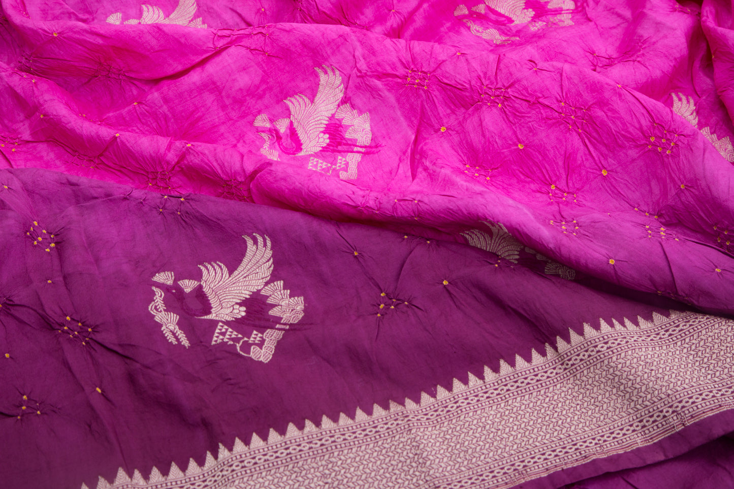 Banarasi Silk Bandhani Butta Purple Saree