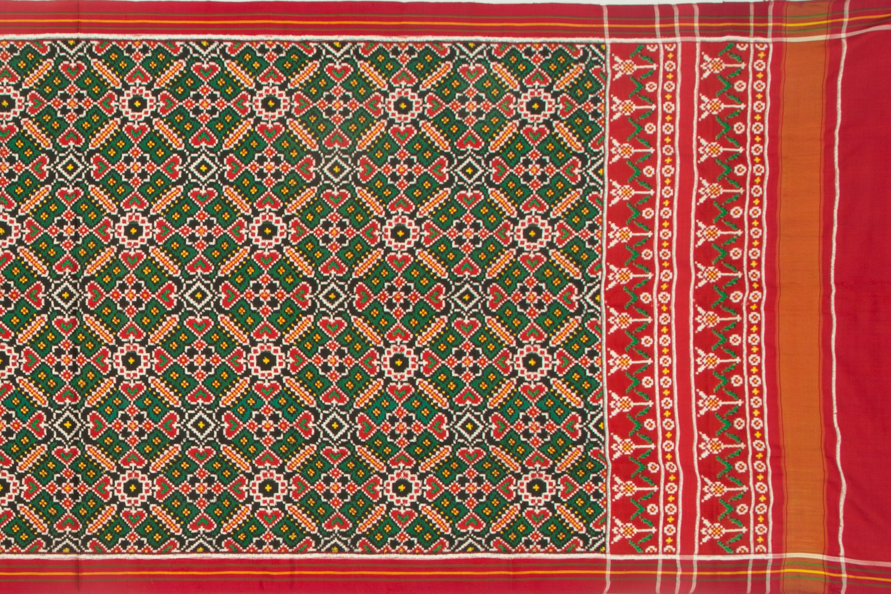 Patan Patola Silk Double Ikat Green Dupatta