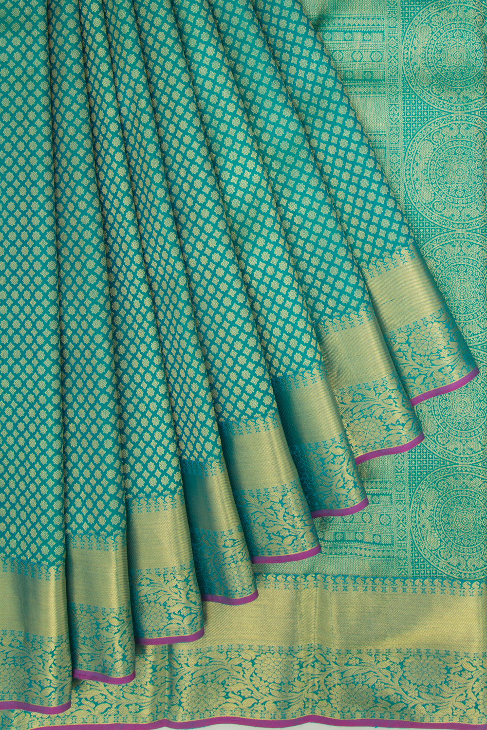 Kanchipuram Silk Brocade Sea Green Saree
