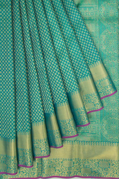 Kanchipuram Silk Brocade Sea Green Saree