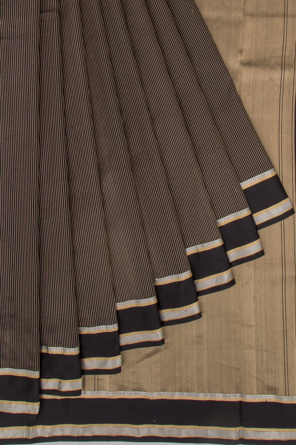 Banarasi Silk Vertical Lines Black Saree