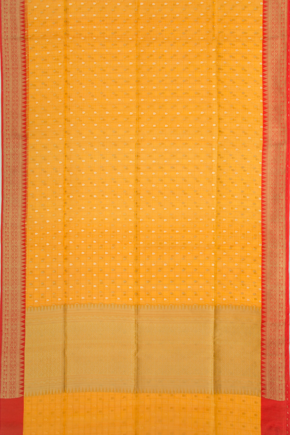 Organza Checks And Butta Orange Saree