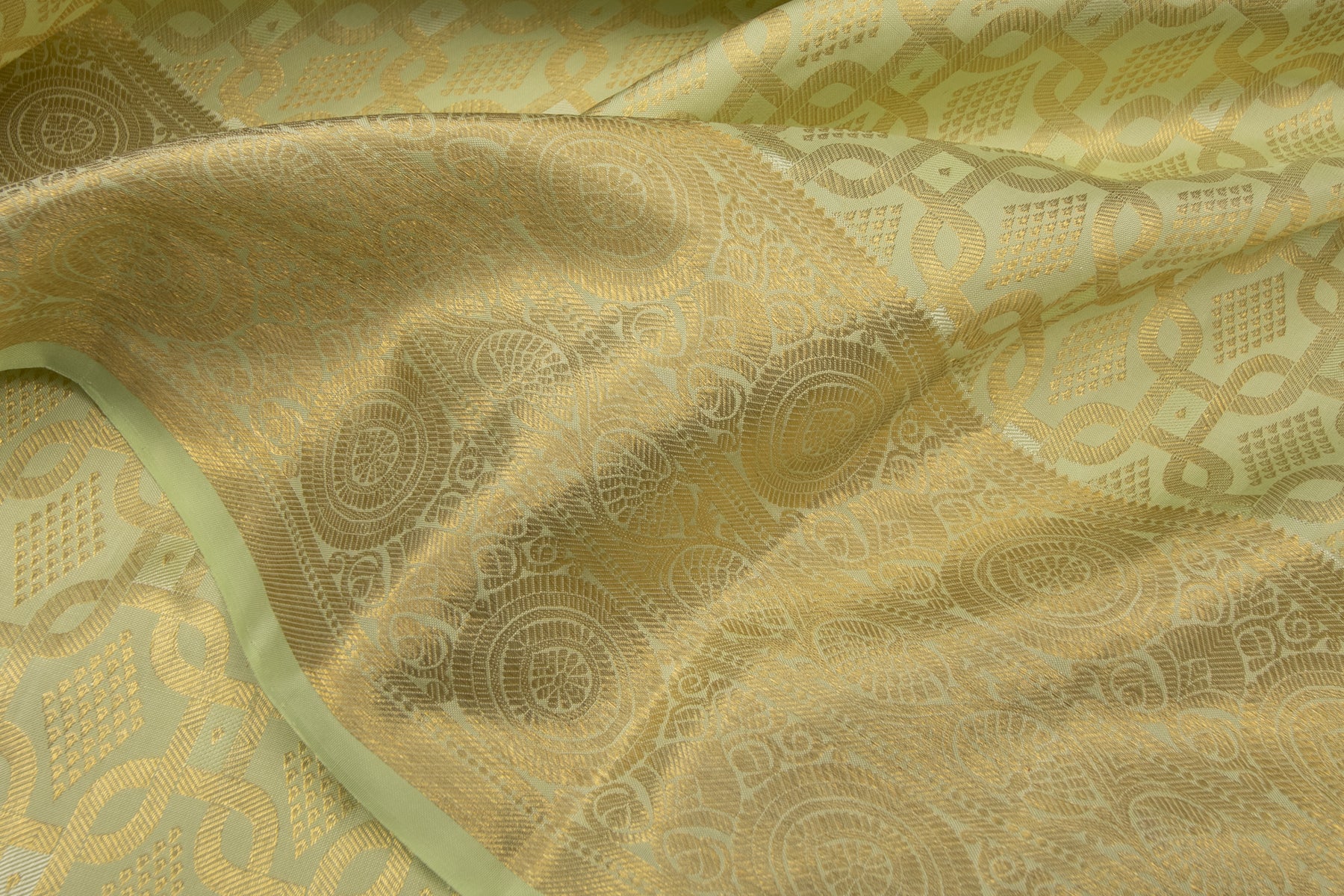 Kanchipuram Silk Jaal Pastel Green Saree