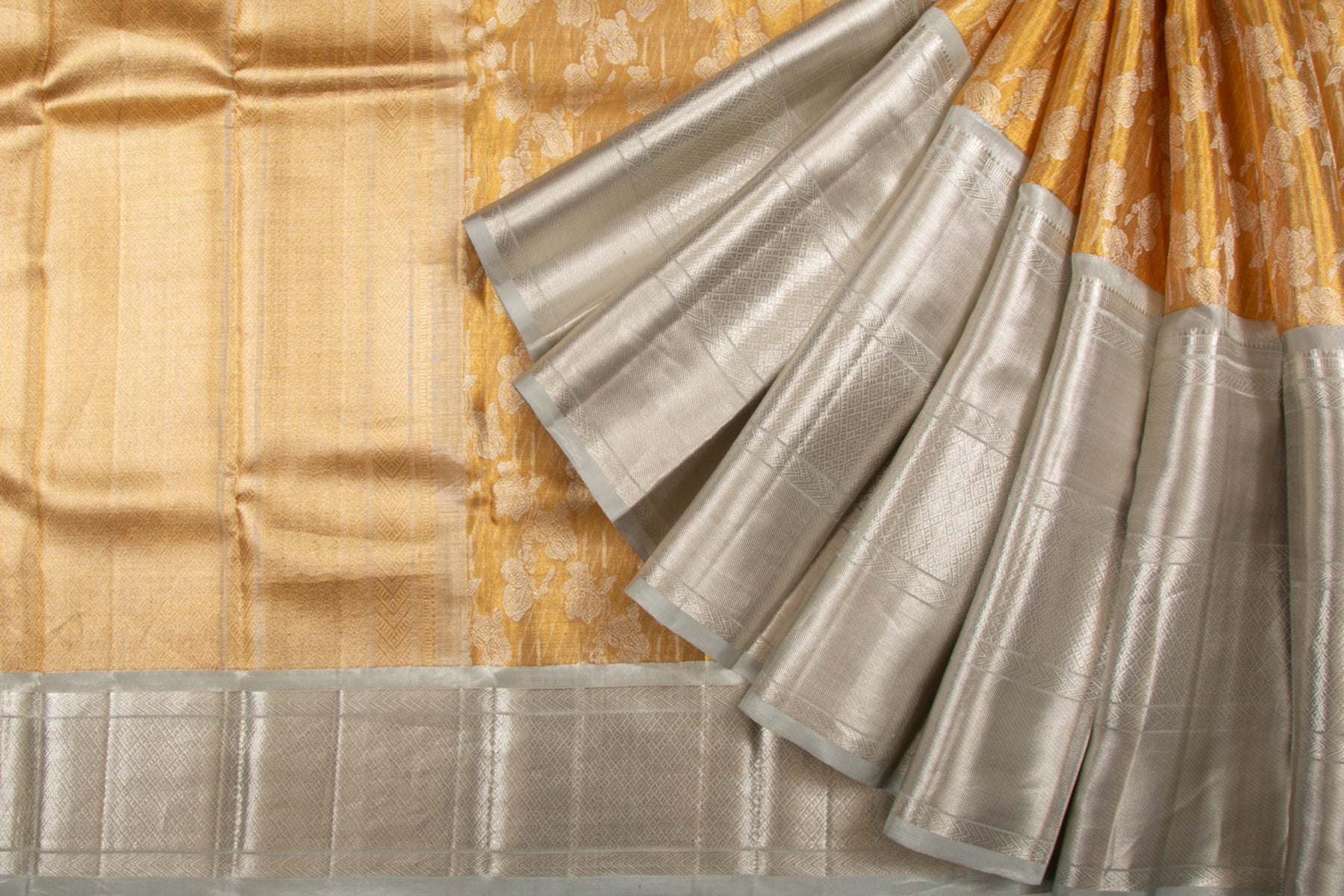 Kanchipuram Silk Tissue Brocade Gold Saree