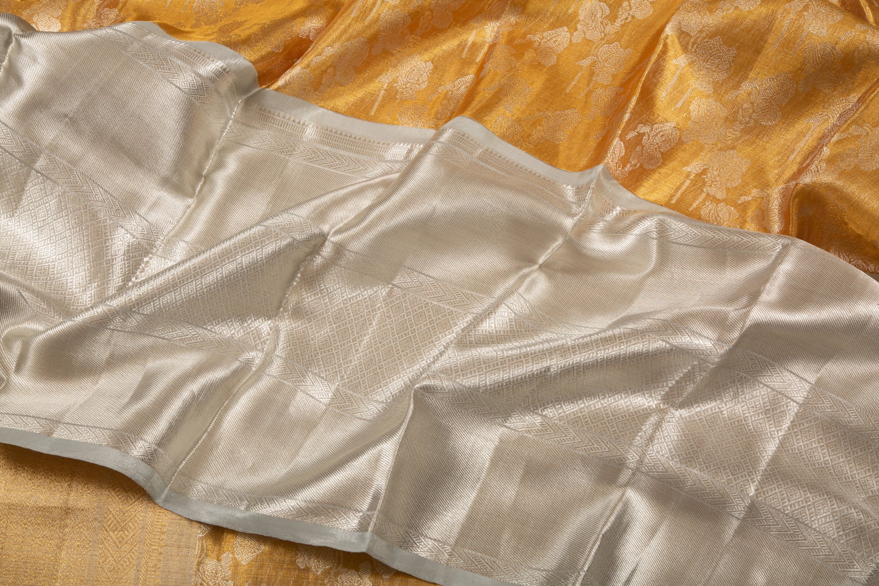 Kanchipuram Silk Tissue Brocade Gold Saree