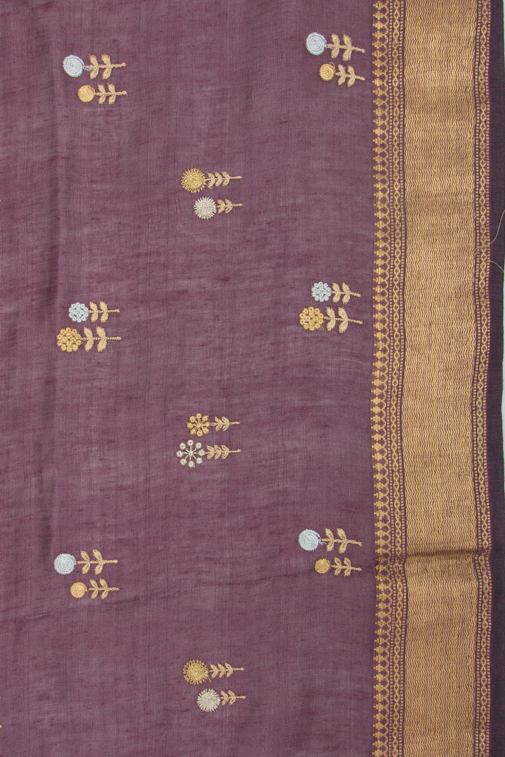 Linen Butta Burgundy Saree