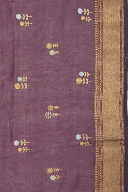Linen Butta Burgundy Saree