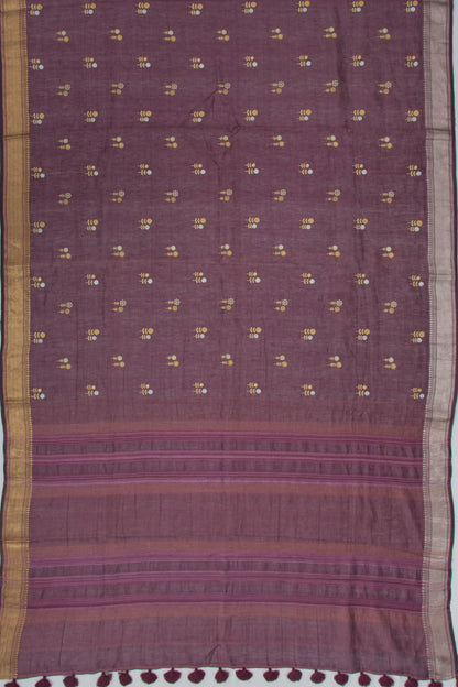 Linen Butta Burgundy Saree