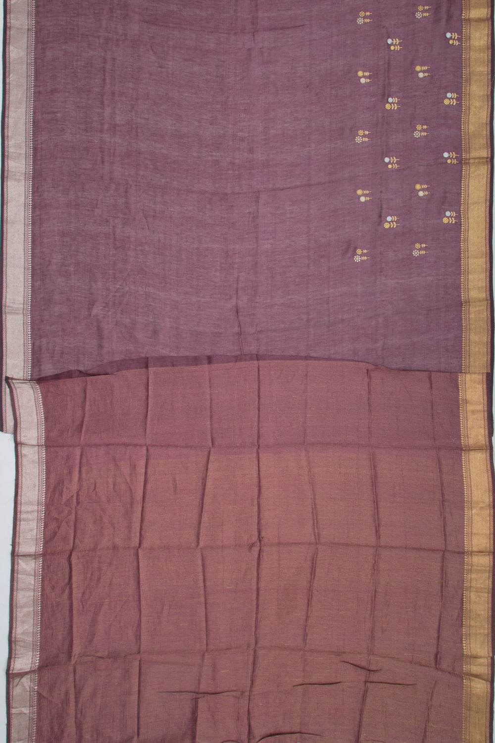 Linen Butta Burgundy Saree