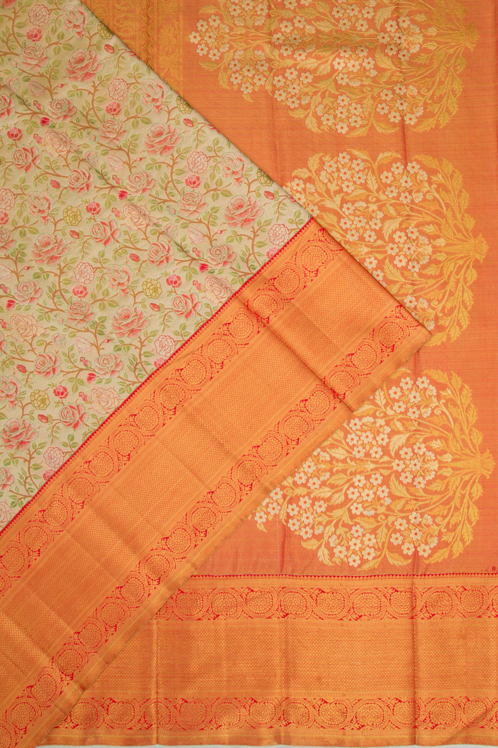 Kanchipuram Silk Tissue Brocade Gold Saree