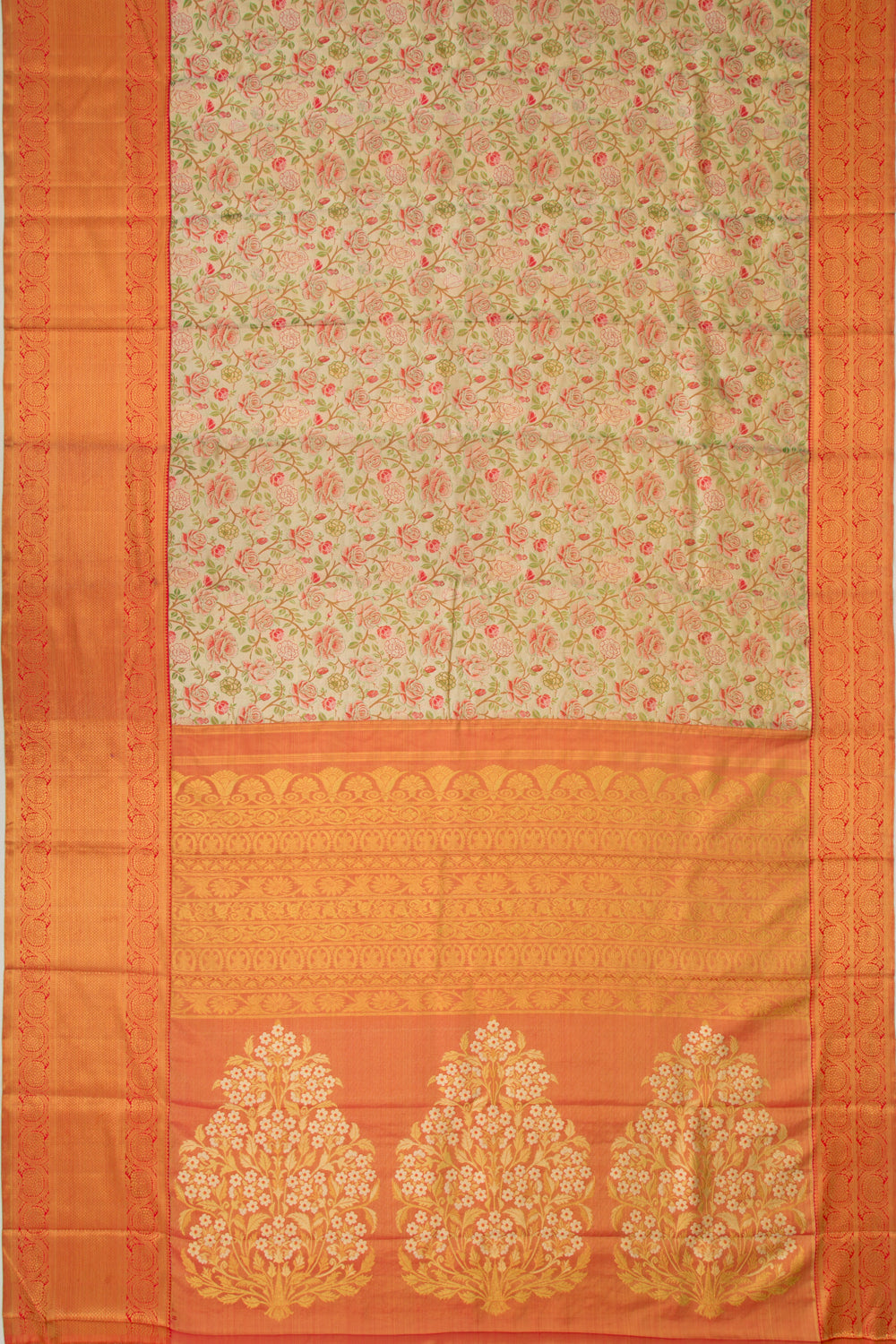 Kanchipuram Silk Tissue Brocade Gold Saree