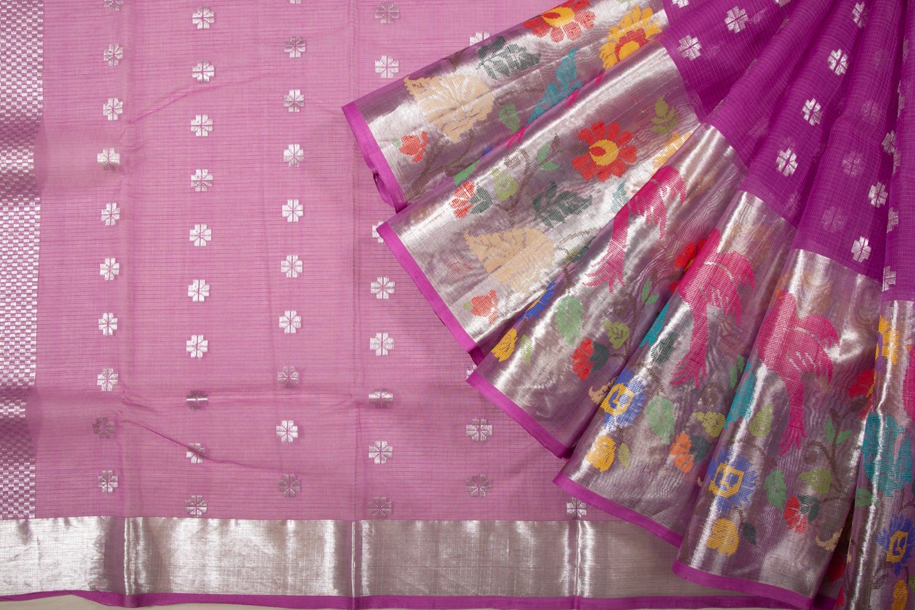 Kota Silk Butta Lavender Saree
