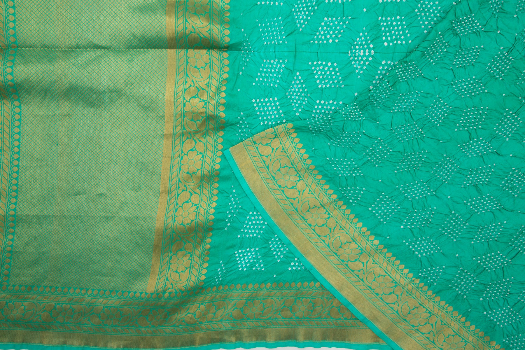 Banarasi Silk Bandhani Sea Green Saree