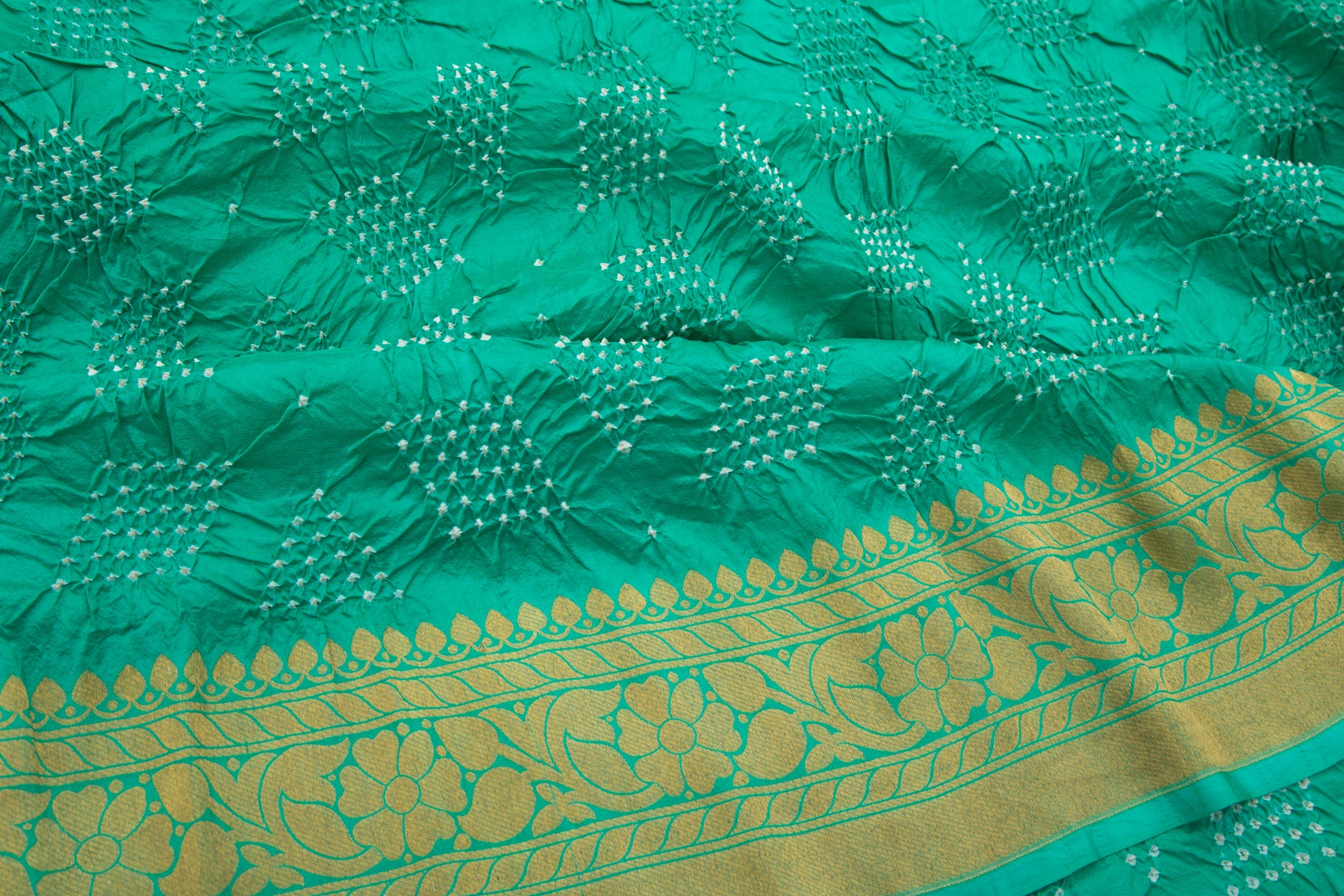 Banarasi Silk Bandhani Sea Green Saree