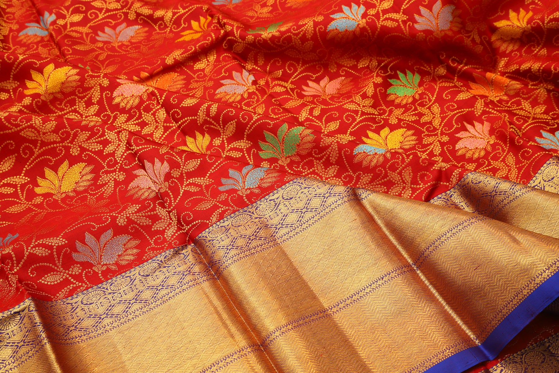 Kanchipuram Silk Jaal Red Saree