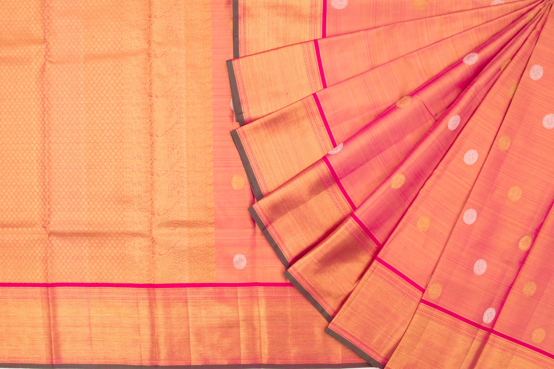 Kanchipuram Silk Kalanetha Butta Pink Saree
