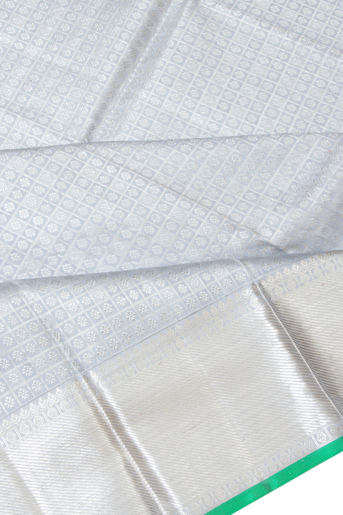 Kanchipuram Silk Checks And Butta Pastel Blue Dupatta