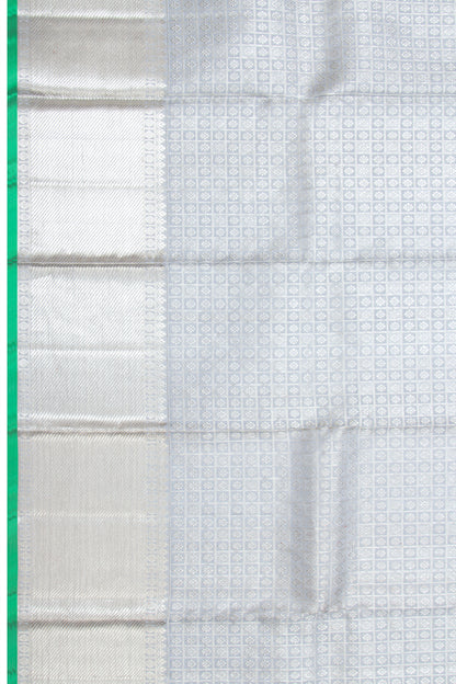Kanchipuram Silk Checks And Butta Pastel Blue Dupatta