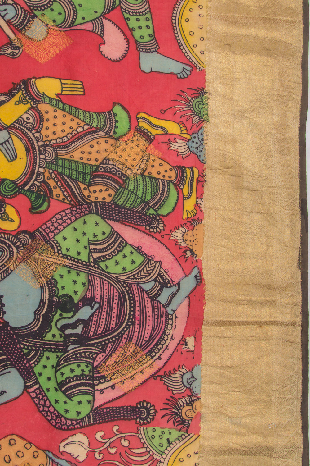 Kanchipuram Silk Kalamkari Red Saree