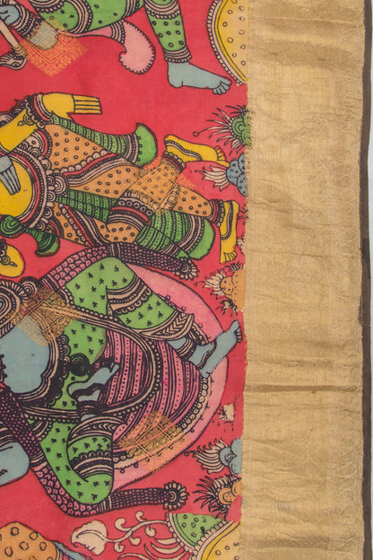 Kanchipuram Silk Kalamkari Red Saree
