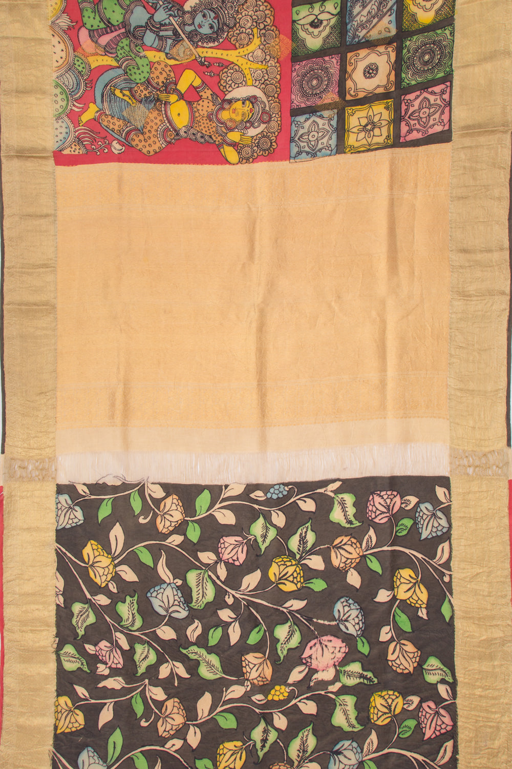 Kanchipuram Silk Kalamkari Red Saree