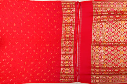 Banarasi Georgette Bandhani Checks Red Saree