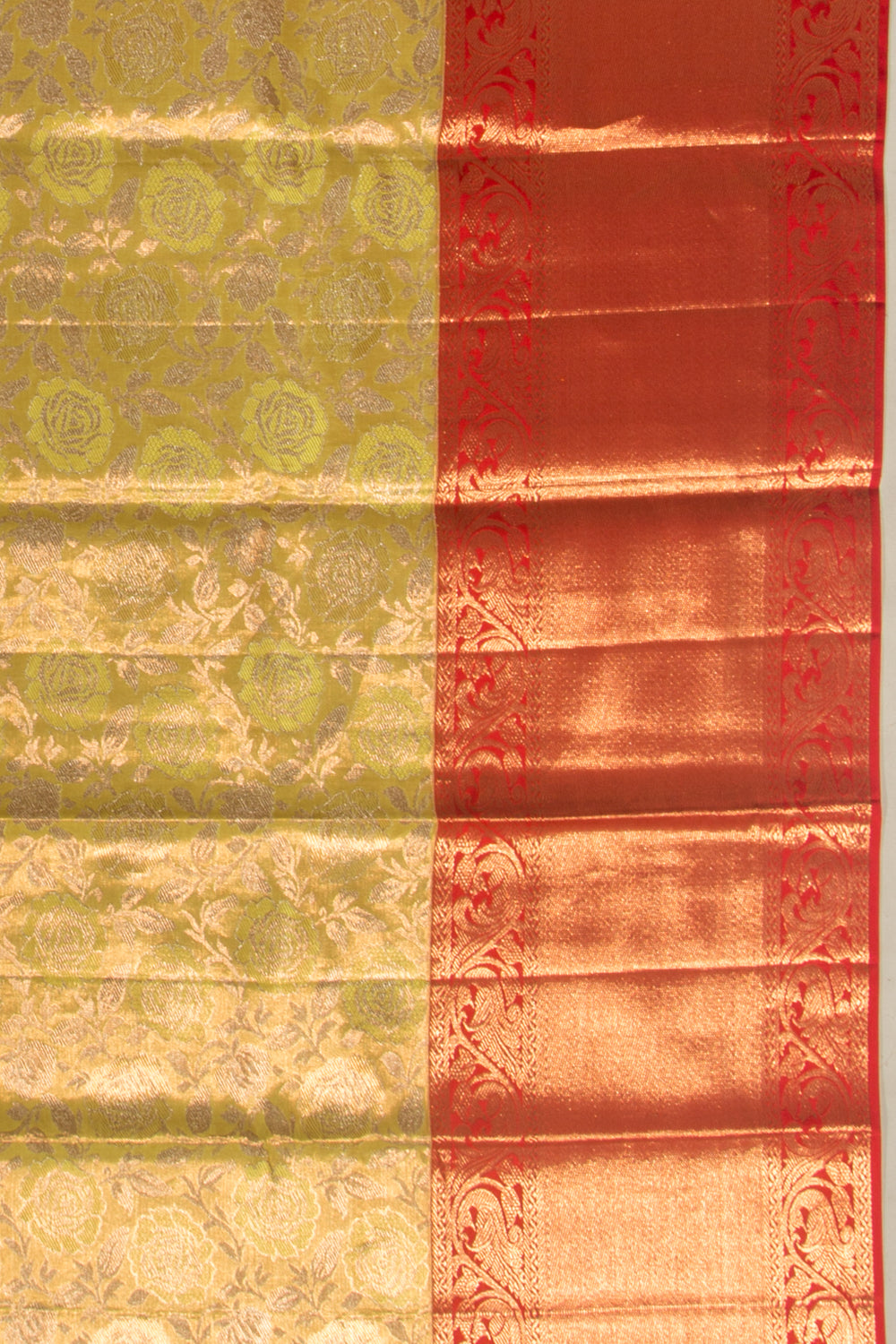Kanchipuram Silk Tissue Jaal Yellow Saree