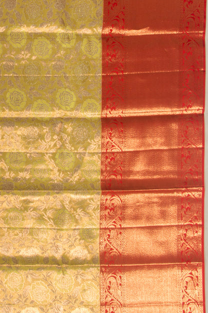 Kanchipuram Silk Tissue Jaal Yellow Saree
