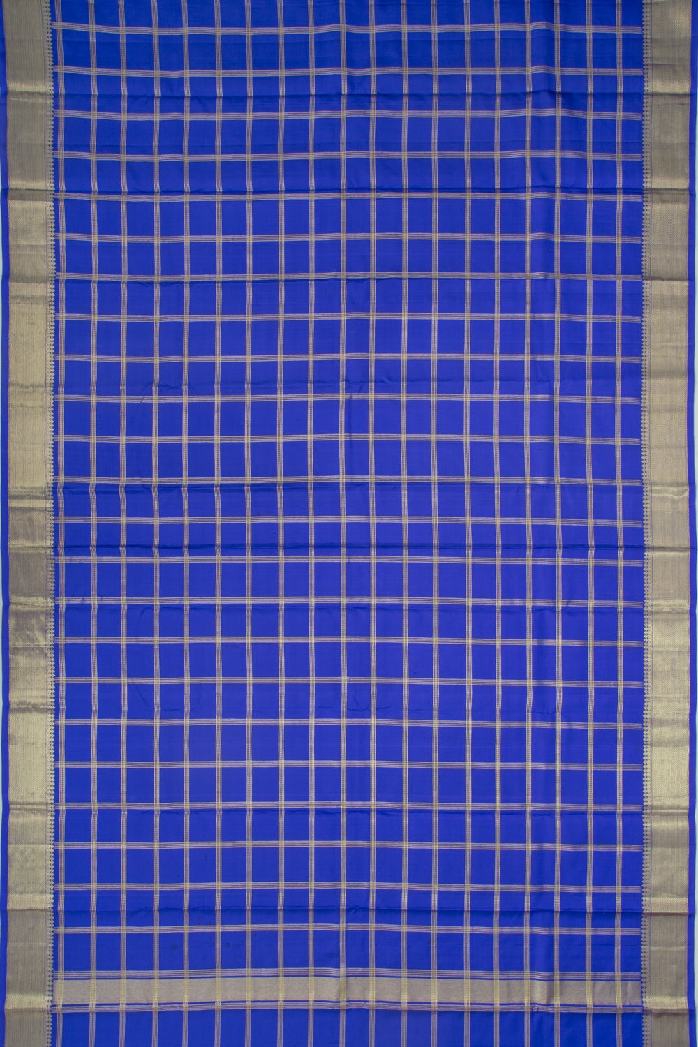 Kanchipuram Silk Checks Royal Blue Dhoti 9X3 Muzham