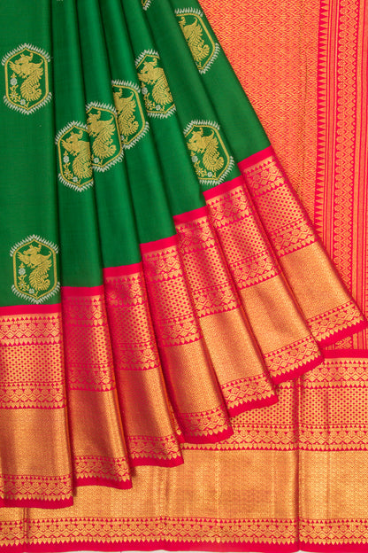Kanchipuram Silk Butta Green Saree