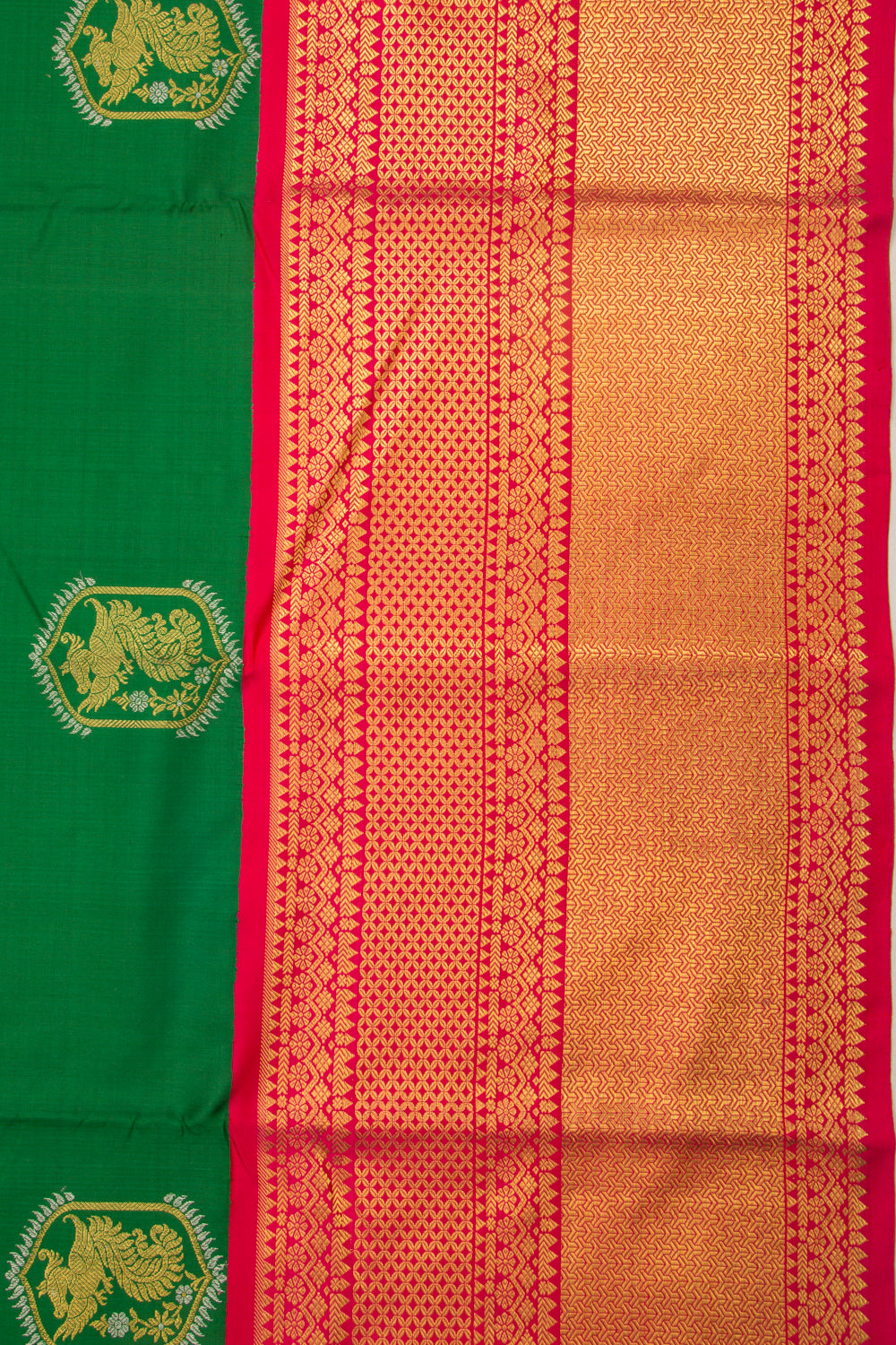 Kanchipuram Silk Butta Green Saree-Not Allowed Online
