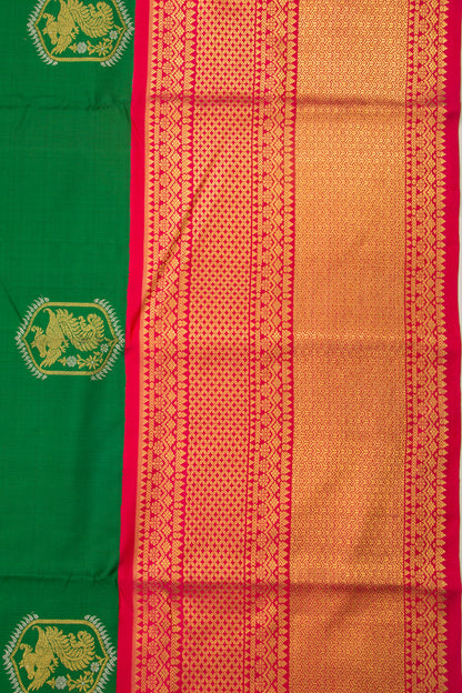 Kanchipuram Silk Butta Green Saree-Not Allowed Online