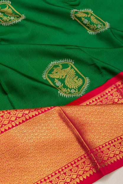 Kanchipuram Silk Butta Green Saree-Not Allowed Online