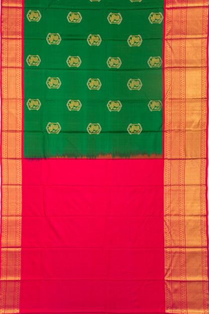 Kanchipuram Silk Butta Green Saree-Not Allowed Online