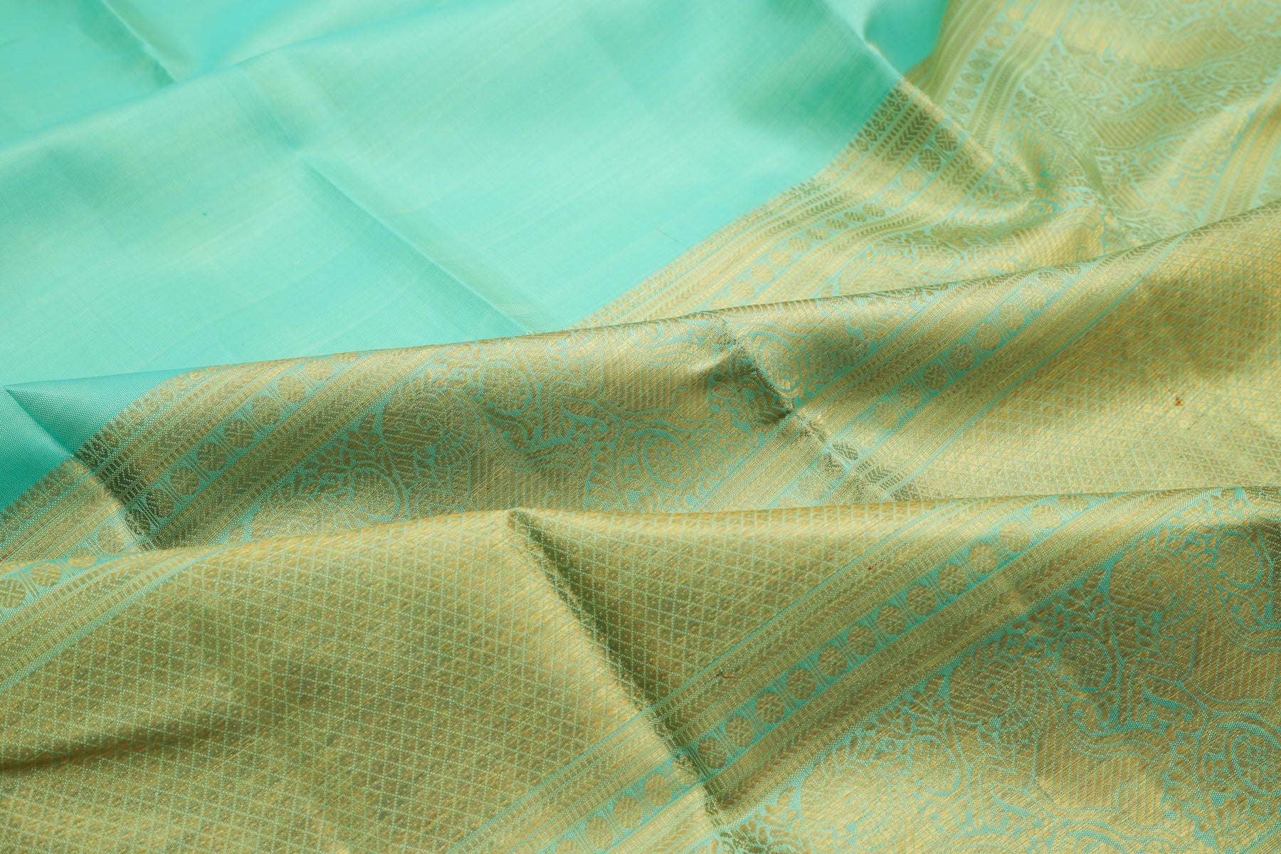 Kanchipuram Silk Plain Sea Green Saree