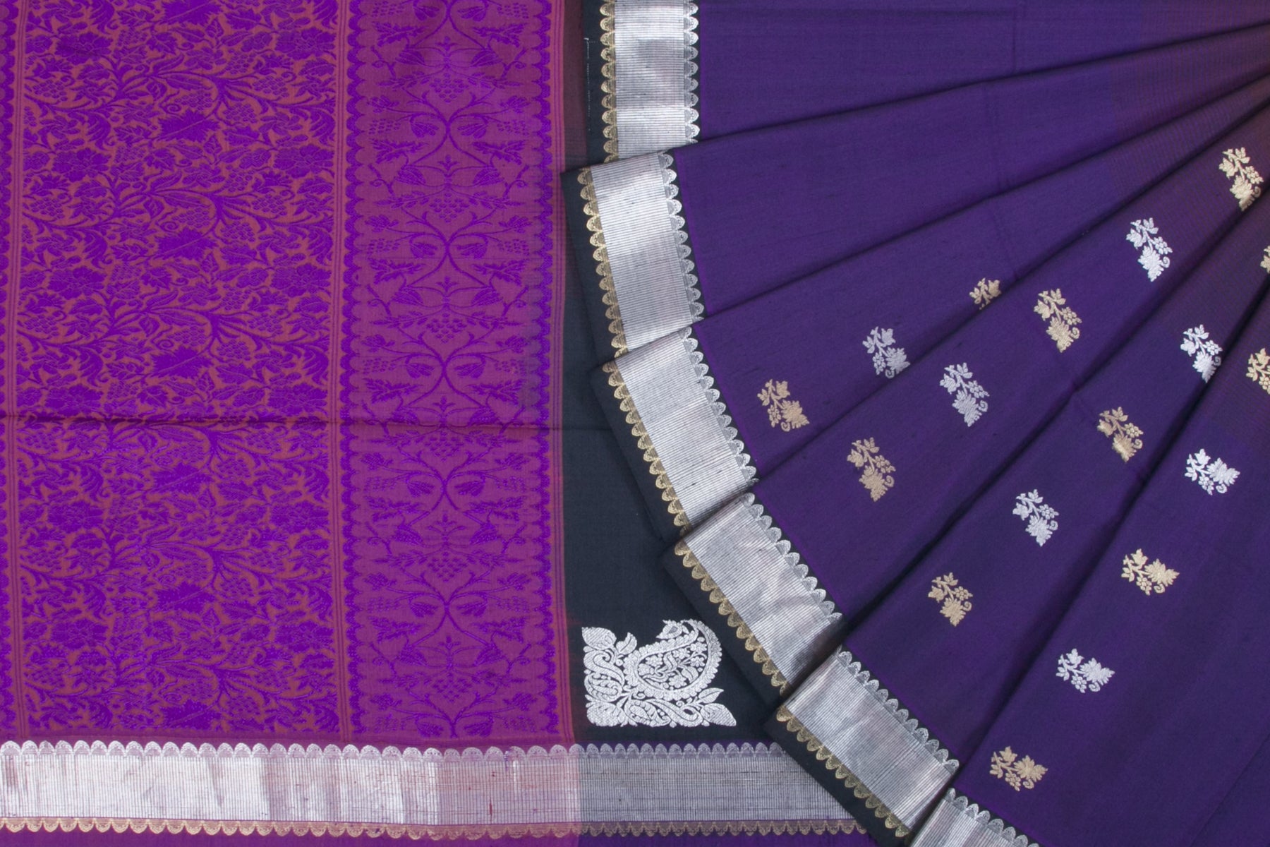 Eri Silk Butta Dual Shade Violet And Blue Saree With Zari Border/4670736_2.jpg