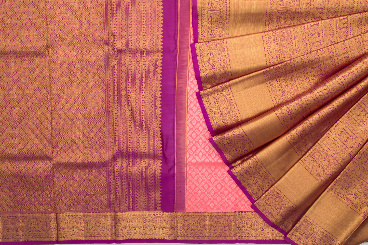 Kanchipuram Silk Brocade Pink Saree