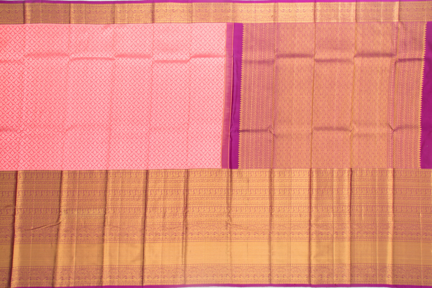 Kanchipuram Silk Brocade Pink Saree