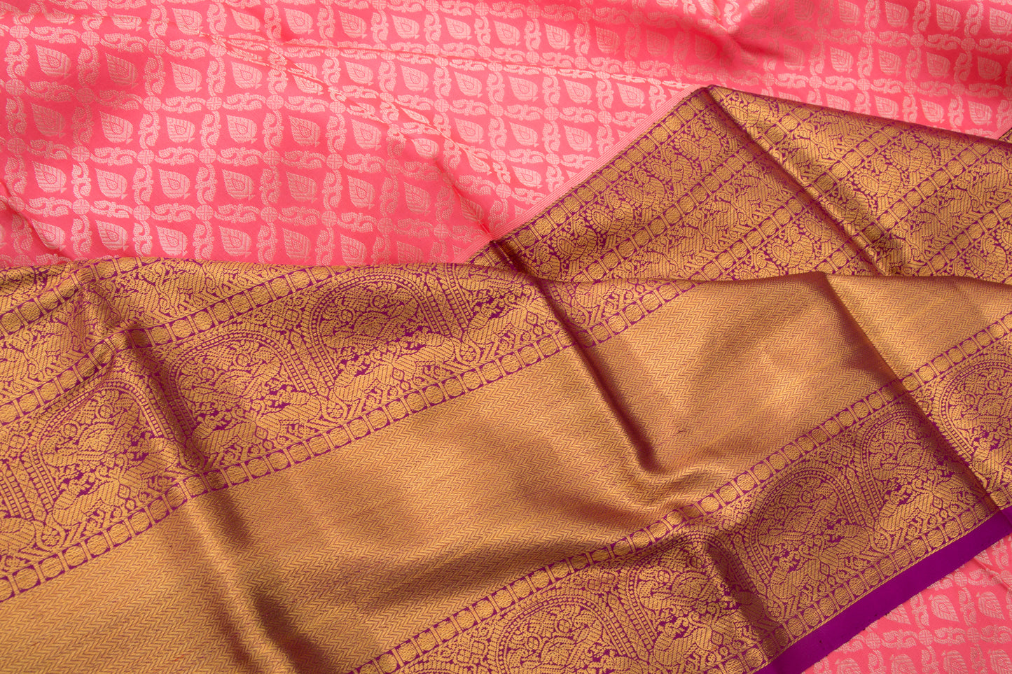 Kanchipuram Silk Brocade Pink Saree