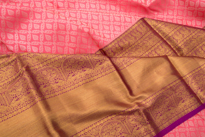Kanchipuram Silk Brocade Pink Saree