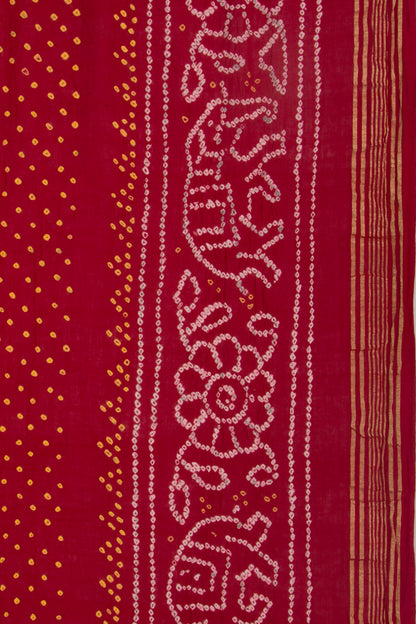 Banarasi Cotton Bandhani Red Saree