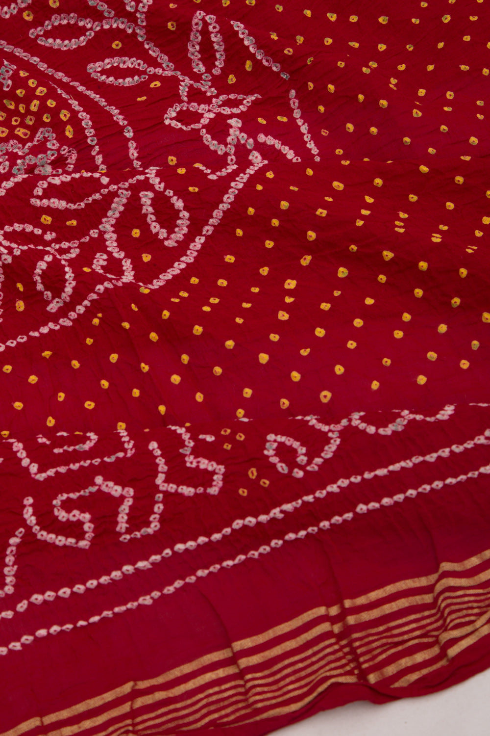 Banarasi Cotton Bandhani Red Saree