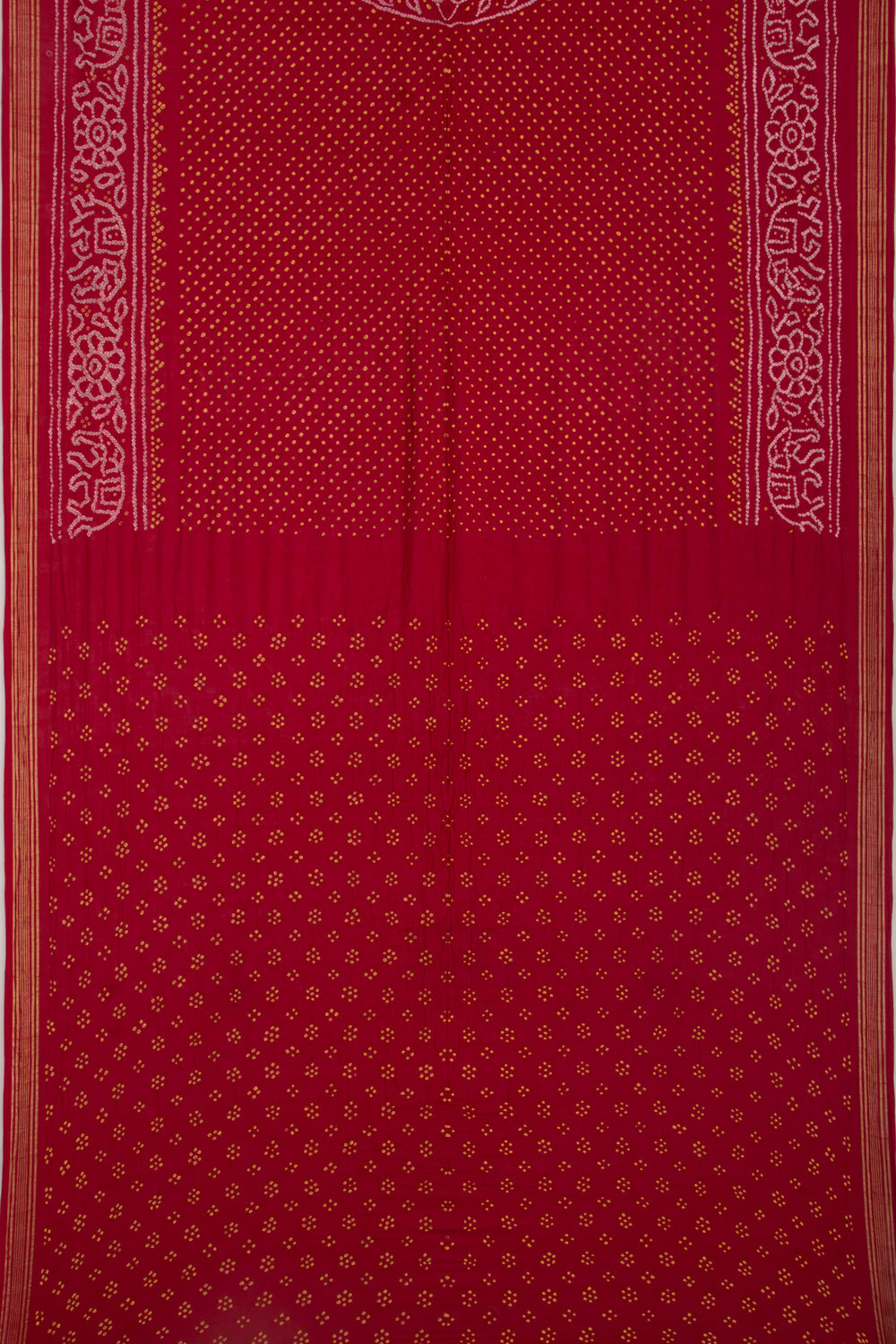 Banarasi Cotton Bandhani Red Saree