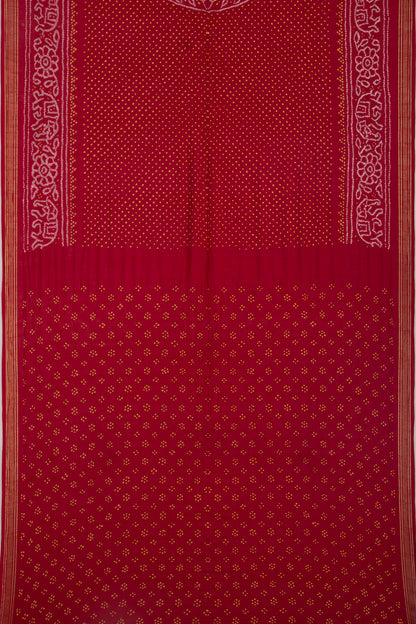 Banarasi Cotton Bandhani Red Saree