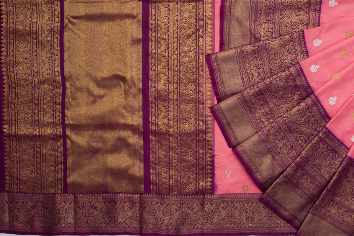 Kanchipuram Silk Twill Butta Pink Saree
