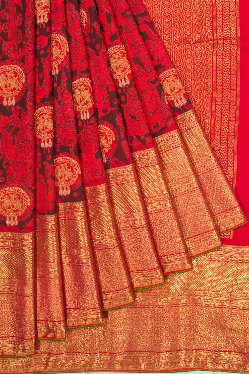 Kanchipuram Silk Kalamkari Black Saree