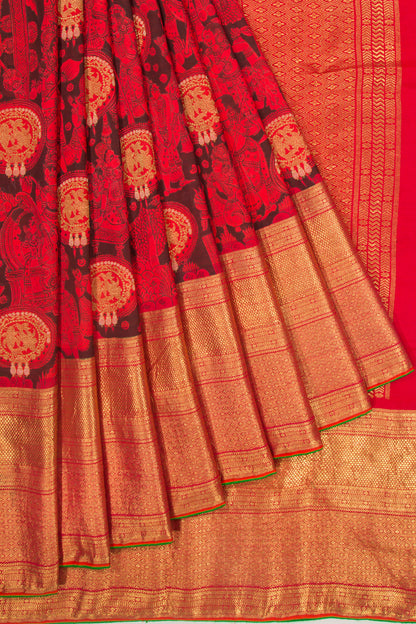 Kanchipuram Silk Kalamkari Black Saree